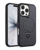 Funda con soporte magnetico y fibra de carbono iPhone 16 Pro Max (NEGRO)