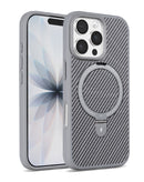 Funda con soporte magnetico y fibra de carbono iPhone 16 Pro Max (GRAY)