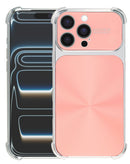 Funda rosa electroplateada para iPhone 16 Pro Max, patrón CD, esquinas antichoque.