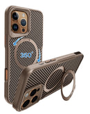 Funda magnética oro iPhone 16 Pro Max con soporte de anillo 360, protección resistente SlowBack.