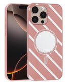 Tapa trasera magnética SlowBack para iPhone 16 Pro Max, color oro rosa, con carga inalámbrica.
