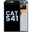 Pantalla LCD original Caterpillar CAT S41 negra, con digitalizador y marco frontal para reparación de display.