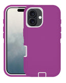 Funda de protección heavy duty para iPhone 16 Plus en color rosa caliente y blanco en Quetzaltenango.