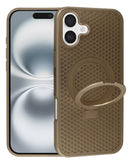 Protege tu iPhone 16 Plus con este case marrón que disipa calor y cuenta con soporte, disponible en Warranty Product Xela Quetzaltenango.