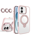 Protege tu iPhone 16 Plus con esta funda clear magnética con 2 soportes y lente de cámara en color rosa en Quetzaltenango.