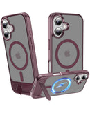 Protege tu iPhone 16 Plus con estilo con este Magsafe Case DARK RED con soporte metal, disponible en Xela Quetzaltenango.