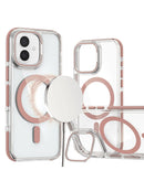 Protege tu iPhone 16 Plus con estilo con esta funda magnética clara con soporte kickstand en color rosa en Xela Quetzaltenango.