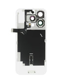 Tapa trasera transparente para iPhone 16 Pro, NFC inalámbrico, imán MagSafe, color titanio desierto.