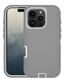Protector heavy duty para iPhone 16 Pro en colores gris y blanco en Xela Quetzaltenango.