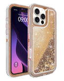 Funda bumper glitter líquido rose gold para iPhone 16 Pro, protectora y brillante.