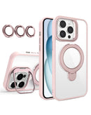 Funda magnética transparente con 2 kickstand y lente de cámara para iPhone 16 Pro en color rosa en Xela, Quetzaltenango.