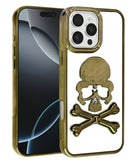 Protege tu iPhone 16 Pro / 17 Gold con estilo con esta funda de diseño de calavera transparente en Xela.