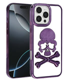 Funda transparente con diseño de calavera en color morado para iPhone 16 Pro/17 en Xela Quetzaltenango.