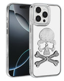 Encuentra la mejor funda transparente con diseño de calavera para iPhone 16 Pro/17 plateado en Xela Quetzaltenango.