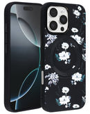 Encuentra la funda de carga inalámbrica Flower Design para iPhone 16 Pro / 17 en color negro en el mayorista de accesorios para iPhone en Xela.