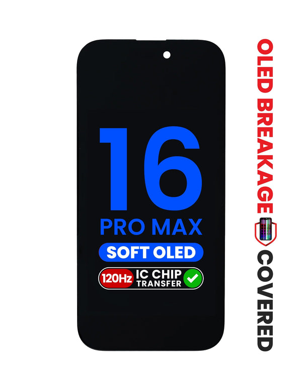 Encuentra pantallas Soft OLED 120 Hz para iPhone 16 Pro Max con posibilidad de cambio de IC en Quetzaltenango.