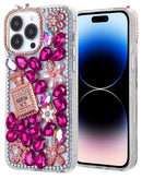 Funda de silicona rosa Crystal Flower para iPhone 16 Pro Max, diseño floral transparente.