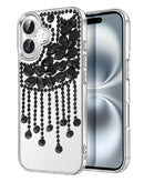 Funda de lujo colgante diamante borla cristal Negro iPhone 17