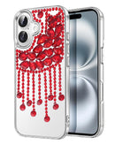 Tapa trasera lujosa con colgante de diamante y borla de cristal iPhone 17 (Rojo)