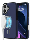 Estuche full cover de diseno en cuero y carga inalambrica DARK BLUE iPhone 17