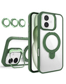 Funda transparente magnetica con 2 soporte y lente para camara iPhone 17 (DARK GREEN)