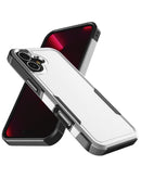 Funda antichoque doble capa blanca para iPhone 17, protectora y elegante.