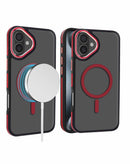 Funda de carga inalambrica slim antideslizante translucida mate ROJO iPhone 17
