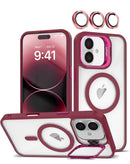 Funda magnética delgada con soporte de cámara y tapa transparente para iPhone en Quetzaltenango.