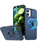 Ring Stand Case & Camera Lens Sliding Cover iPhone 17 - BLUE