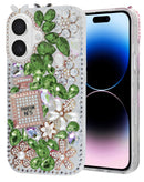 Case rigido de silicona Crystal Flower Perfume GREEN iPhone 17