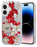 Funda dura de silicona Crystal Flower Perfume iPhone 17 Rojo