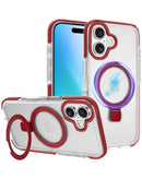 Funda transparente magnética con soporte para iPhone 17 en color rojo en Xela Quetzaltenango.