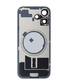 Tapa trasera blanca para iPhone 17 con marco integrado y imán MagSafe, sin logo.