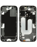 Marco central negro del iPhone 17 con piezas pequeñas integradas, versión internacional, ideal para reparación de pantalla.