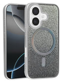 Funda delgada con carga inalambrica Bling Diamond Crystal iPhone 17 Blanco