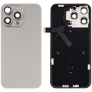 Tapa trasera para iPhone 15 Pro Max con placa, NFC, iman MagSafe y flex de linterna sin logo (Titanio Natural)