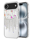 Funda lujosa con colgante de diamantes y borla de cristal Plateado iPhone Air