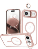 Protege tu iPhone Air con esta funda magnética transparente con soporte para cámara y cubre cámara en color rosa en Quetzaltenango.