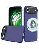 Funda de silicona suave azul marino para iPhone Air, compatible con carga inalámbrica SlowBack, protección sólida.