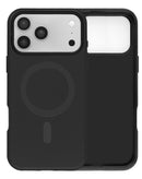 Funda MagSafe negra de tacto suave y acabado mate para iPhone 17 Pro, con protección duradera.