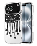 Tapa trasera de lujo diamante colgante borla cristal Negro iPhone 17 Pro
