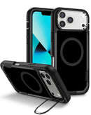 Protector de color negro con soporte para cámara, diseñado para iPhone con tecnología MagSafe en Quetzaltenango.