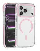 Protege tu iPhone 17 Pro con estilo en Xela Quetzaltenango con la Funda Color Frame crystal clear con Magsafe en color rosa.