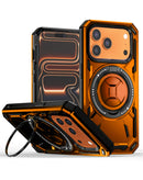 Estuche naranja robusto para iPhone, a prueba de golpes, con soporte de anillo integrado y protector de cuerpo completo.