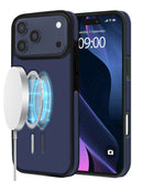 Funda full cover diseno de cuero con carga inalambrica iPhone 17 Pro DARK BLUE
