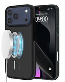 Case de carga inalambrica con diseno de cuero full cover Negro iPhone 17 Pro