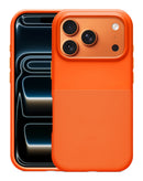 Case magnético naranja SlowBack para iPhone 17 Pro, con textura punteada y bordes reforzados para protección.