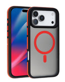 Funda magnética bicolor mate con translucidez rojo para iPhone 17 Pro en Quetzaltenango.