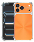 Funda naranja electroplateada CD-Pattern antichoque para iPhone 17 Pro, protección premium.
