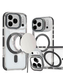 Funda clear magnetica delgada con soporte de camara (Negro)